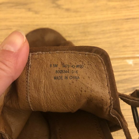 Frye Dani Shield Sling Peep Toe Ankle leather suede cognac tan Booties, 9.5 - Picture 16 of 16